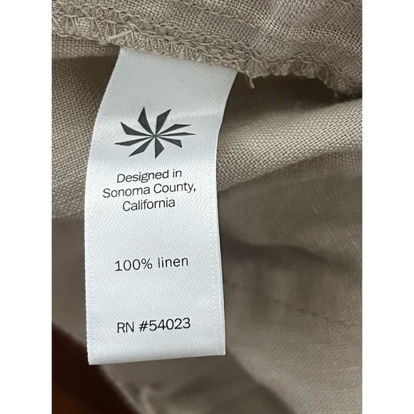 Athleta Linen Pants •14 P• Straight Wide Leg Beige Pull On Lower Rise Beach Tan - Picture 10 of 10